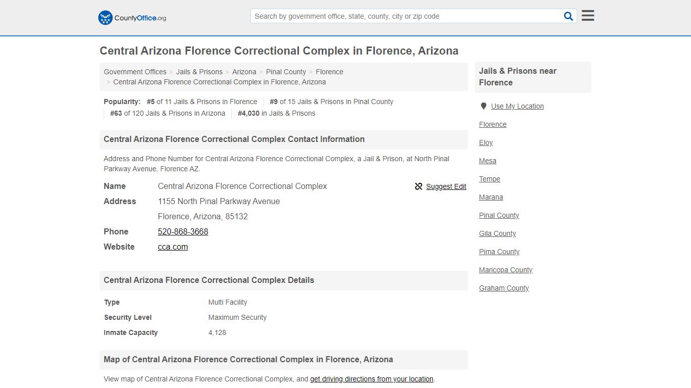 Central Arizona Florence Correctional Complex - Florence ...