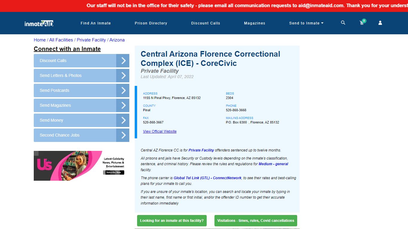 Central Arizona Florence Correctional Complex (ICE ...